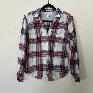 Red white and blue flannel fitted shirt